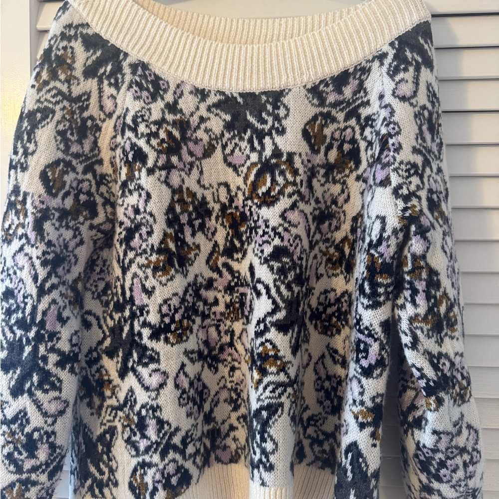 LOFT Multicolor Floral Cowl Neck Sweater
